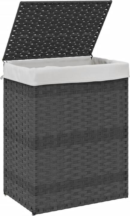 Produktbild VidaXL Wäschekorb mit Deckel Grau 46x33x60 cm Poly Rattan,Farbe