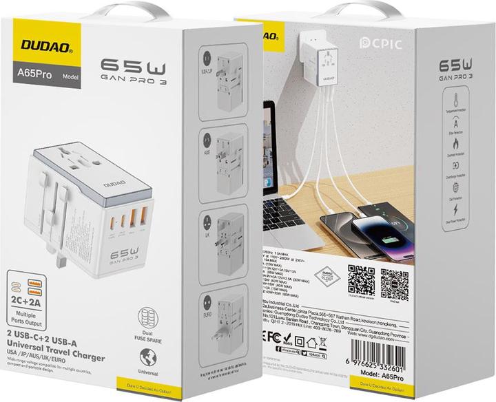 Produktbild Dudao A65Pro Universal Travel Adapter White
