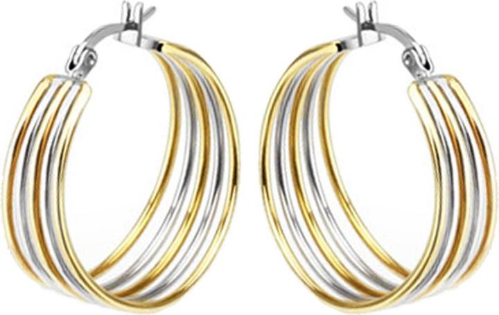 Star Piercing Ohrring fünf Ringe vergoldet und silber (ohne Messing, Chirurgenstahl 316L)