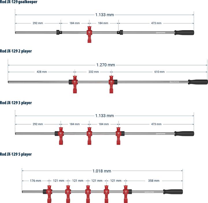 Produktbild Sportime Turnierkickertisch Stange Dragon, 16 mm