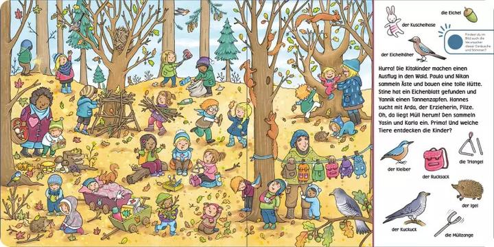 Immagine prodotto Ascolta (libro sonoro): Wimmelbuch: Wald und Wiese (Foresta e prato) (Becker souffie, Julia Hofmann, Tedesco)