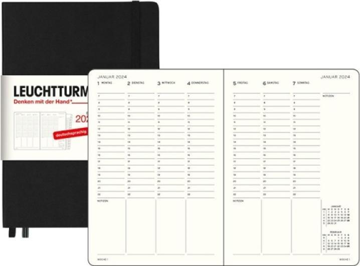 Actual product image Leuchtturm1917 LEUCHTTURM 1W2/S MED.18mon HC SCHW. (A5, Hardcover, German)
