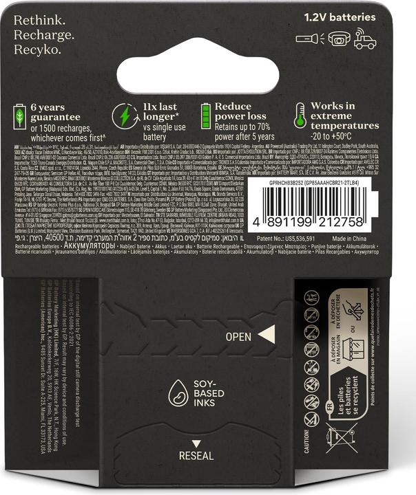 Produktbild GP Batteries Recharable batteries others (4 Stk., AAA, 800 mAh)