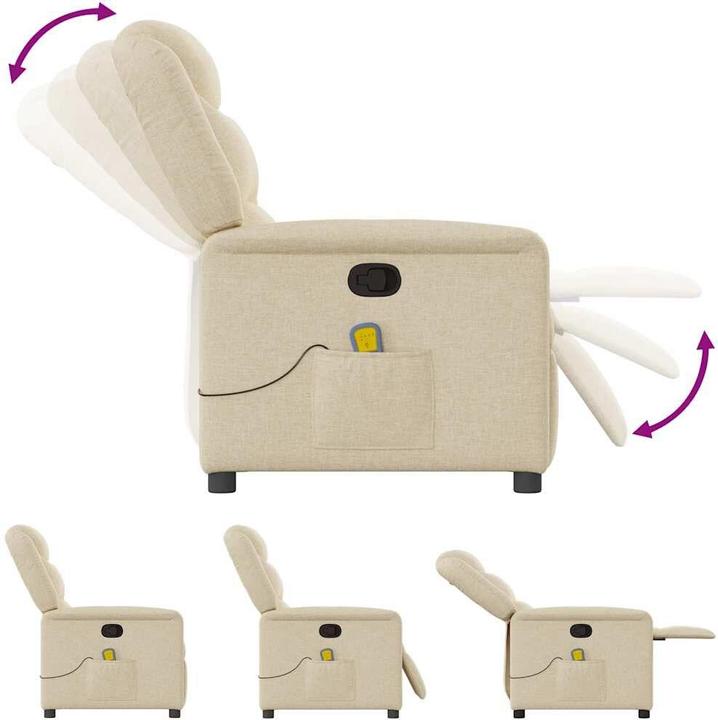 Immagine prodotto VidaXL Poltrona massaggiante in tessuto crema poltrona massaggiante TV poltrona con funzione massaggio