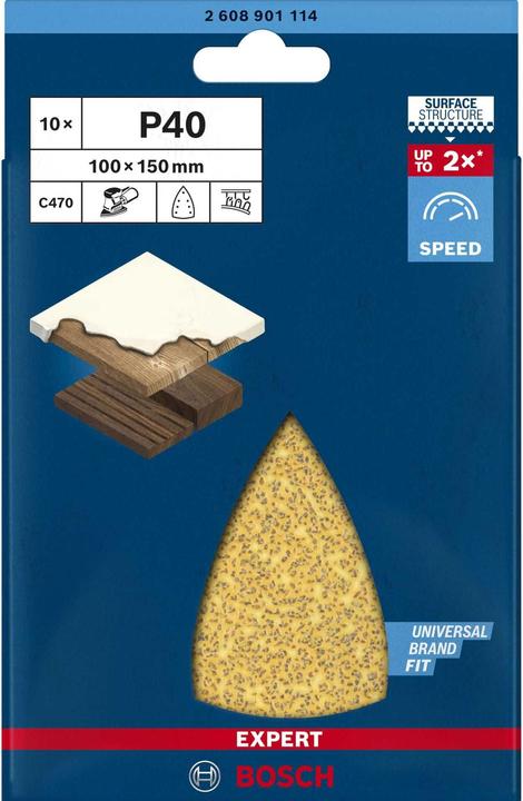 Immagine prodotto Bosch Professional Zubehör EXPERT C470 Carta vetrata a 7 fori per levigatrice multipla, 100 x 150 mm, G 40, 10 pezzi. (40)