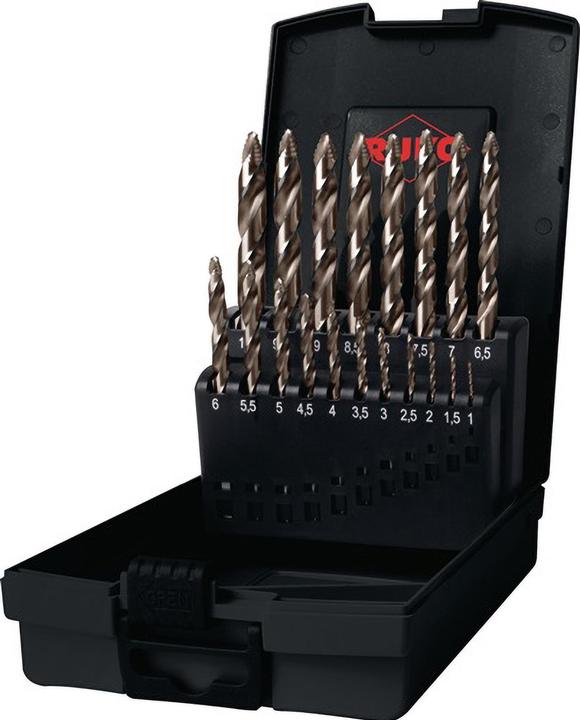 Produktbild Ruko Spiralbohrersatz DIN 338 ULTIMATECUT FS Nenn-Ø 1-10x0,5 mm HSS-Co5 Gold 19 teilig Kunststoffkassette (1,0 - 10,0 mm)