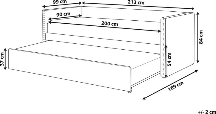 Actual product image Beliani Daybed extendable velvet fabric light grey slatted frame 90 x 200 cm TROYES (90 x 200 cm)