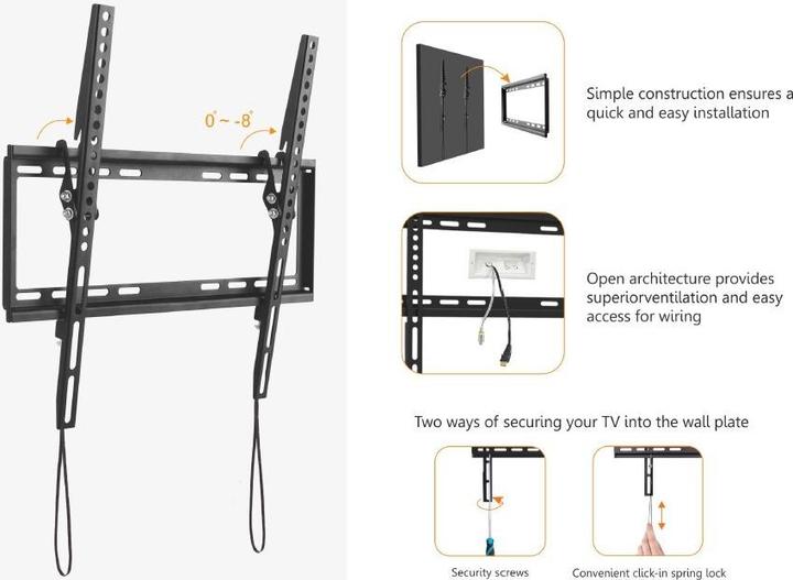 Produktbild equip Wandhalterung Flat Screen 37"-70" Neigung (Wand, 70", 35 kg)