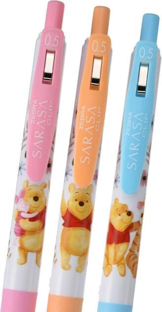 Disney Puuh, Ferkel, Tigger Sarasa Clip 0.5 Gel-Kugelschreiber-Set (Schwarz, 3 x)