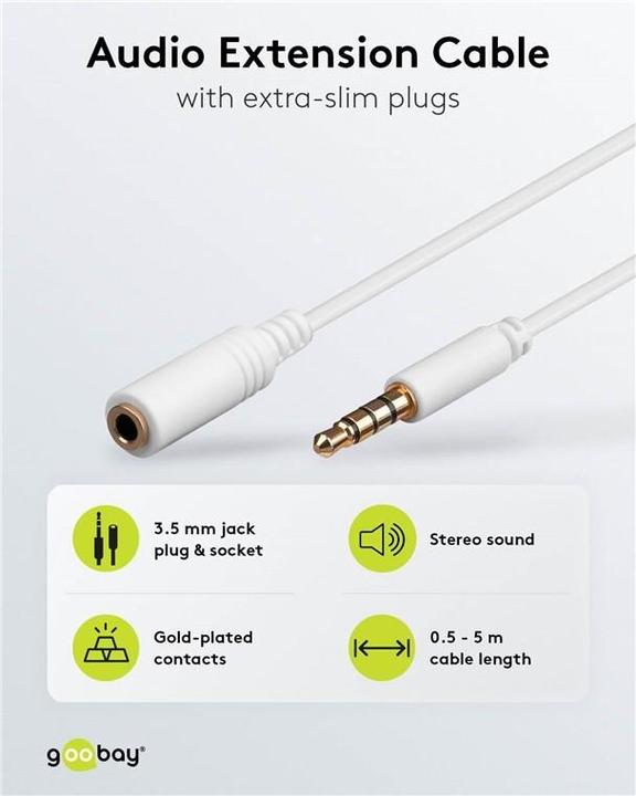 Immagine prodotto Goobay 3.5mm Klinke — 3.5mm Klinke (5 m, Connettore da 3,5 mm (AUX))