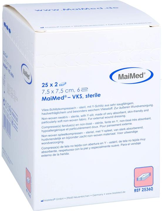 Actual product image MaiMed Fleece slit compresses 7,5x7,5cm 6-fold sterile, 25X2 pc COM
