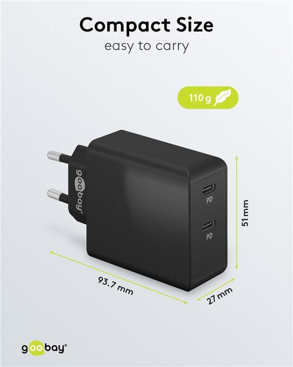 Immagine prodotto Goobay Doppio Caricabatterie Rapido USB C (36 W)