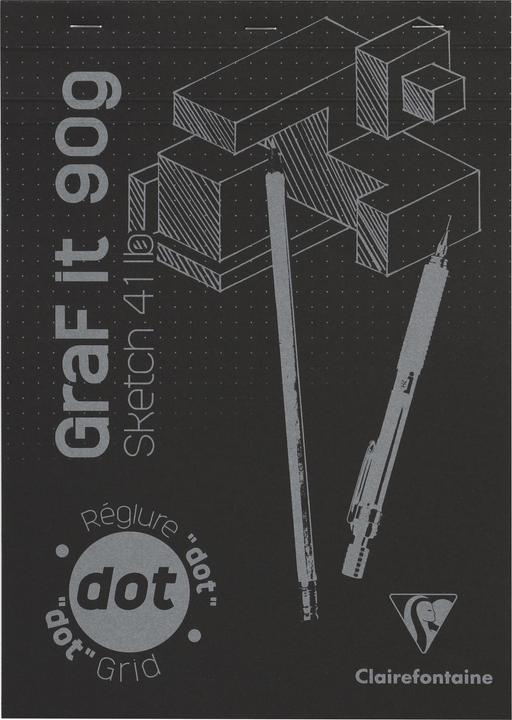 Clairefontaine GraF'it dot bloc agraphé 80F A4 90g - Noir
