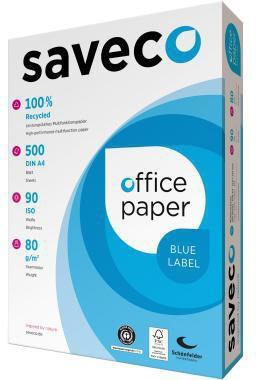 Actual product image Saveco Copy paper white A4 80g ISO 90 recycled paper Blue 500 sheets/pack. (80 g/m², 500 x, A4)