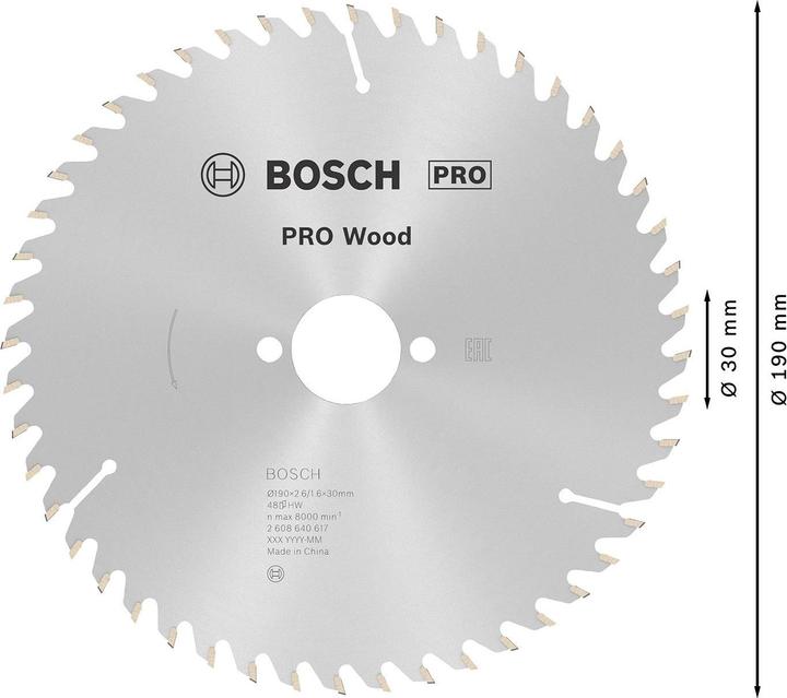 Produktbild Bosch Professional Zubehör PRO Wood Kreissägeblatt, 190 x 2.6 x 30 mm