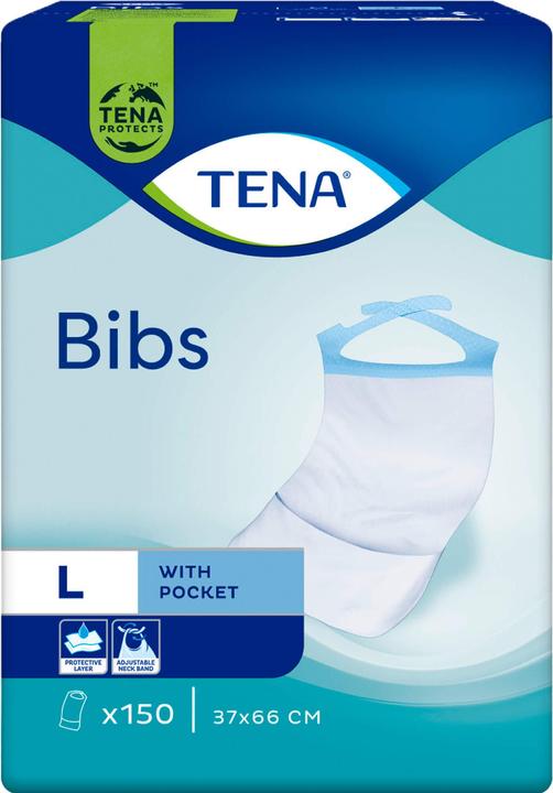 Actual product image Tena Bib protective napkin M/L 37 x 68 cm (150 x, M, L)