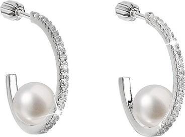 Evolution Group Silver hoop earrings with genuine Pavona pearls 21019.1B