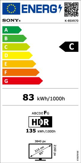 Energie-Label Sony K-85XR70AEP (85", Bravia 7, Mini-LED, 4K, 2024)