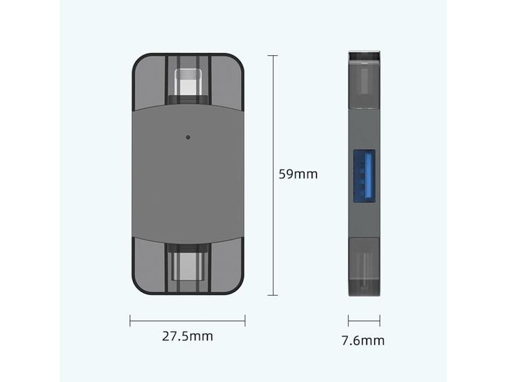 Actual product image PowerGuard 2-in-1 OTG USB-C Lightning to Dual USB 3.0 Adapter (USB Type C, Lightning)