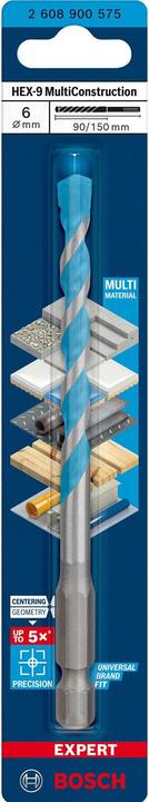 Produktbild Bosch Professional Zubehör EXPERT HEX-9 MultiConstruction Bohrer, 6 x 90 x 150 mm (6 Millimeter)