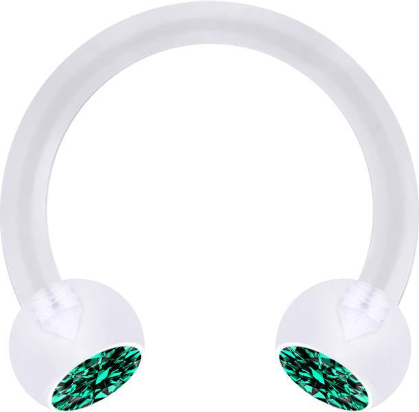 Produktbild Star Piercing Micro Circular Barbell transparent mit zwei Kugeln Kristall türkis (Bioflex, ohne Messing)