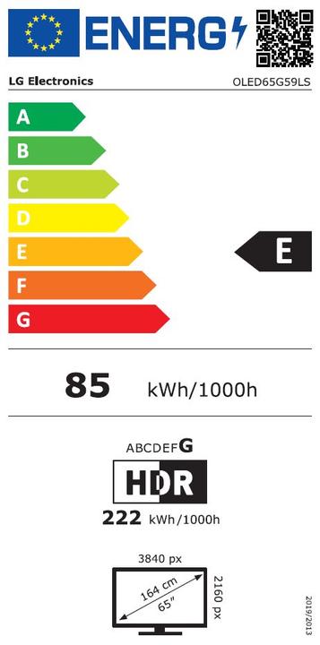Energie-Label LG OLED65G59LS (65", G5, OLED, 4K, 2025)