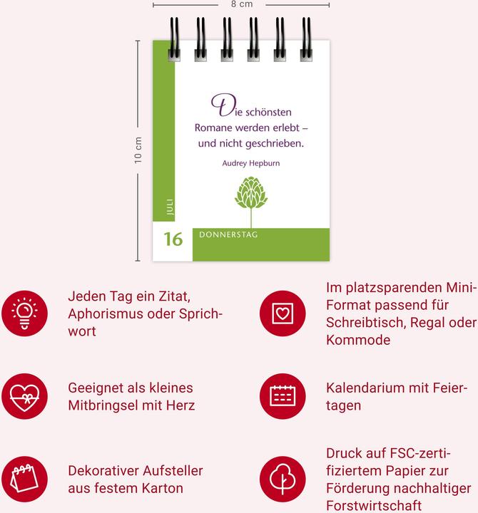 Productafbeelding Harenberg 365 Wünsche für dich Mini-Geschenkkalender 2026 (Duits)