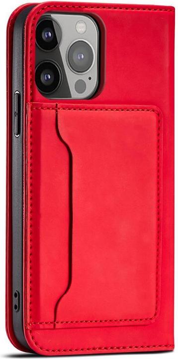 Actual product image Hurtel Magnet Card Case for iPhone 13 Pro Pouch Card Wallet Card Holder Red (Apple iPhone 13 Pro)