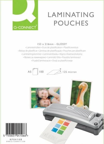 Productafbeelding Q-Connect Lamineerfolies glanzend (A5, 100 Stuk, 125 µm)