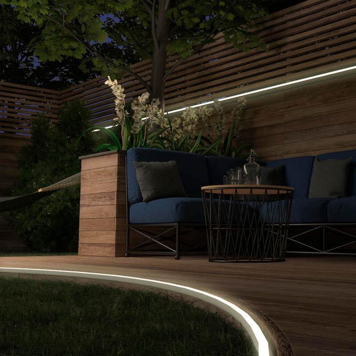 Immagine prodotto Müller Licht LED-Strip da esterno bianco + colore 36W 1200 lm 1800- 6500 K + RGB luce diurna bianco caldo (Bianco caldo, 500 cm, Esterno)