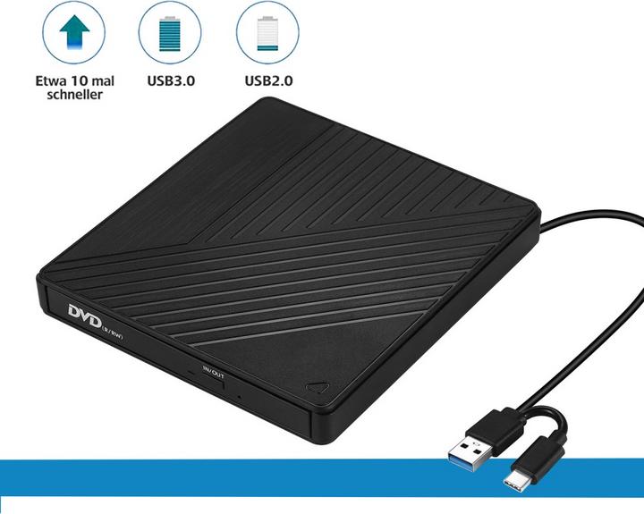 Produktbild Apfelkiste Externes Laufwerk Brenner Slim USB C/USB 3.0 DVD-RW Laufwerk & SD/MicroSD Reader für MacBook/Laptop (CD Brenner, DVD Brenner)