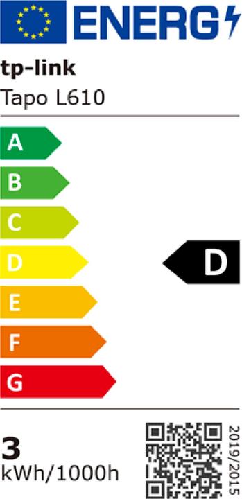 Energy Label TP-Link Tapo L610 (1-pack) (GU10, 2.90 W, 350 lm, 1 x, D)