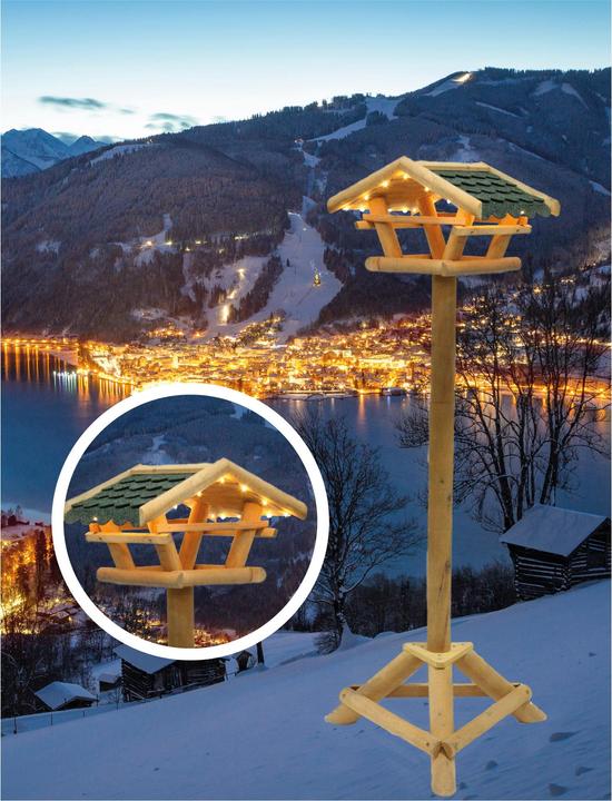 Westerholt Mangeoire à oiseaux avec éclairage LED - en bois