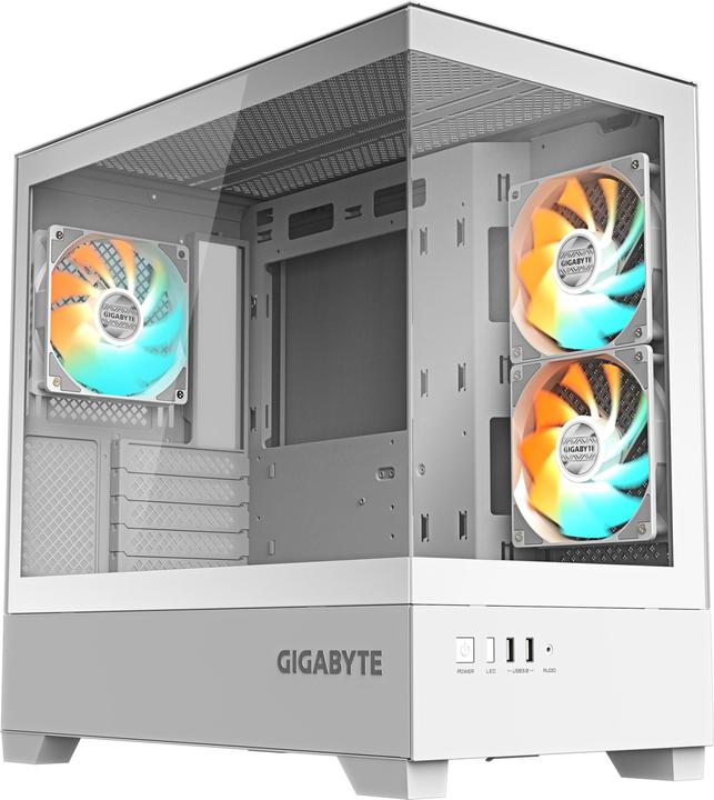 Gigabyte case GB-C201PI - Mid tower - 2xUSB 3.0 - 3x 120mm ARGB Fan - white (mATX, Mini-ITX)