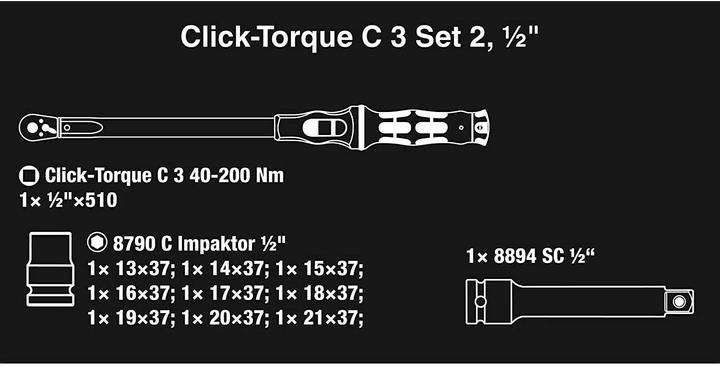 Actual product image Wera Click-Torque C 3 Set 2 (1/2", 40 Nm, 200 Nm)