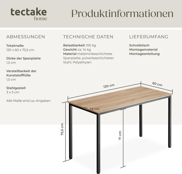 Actual product image tectake Vanport (120 x 60 x 75.5 cm)
