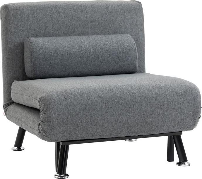 Image du produit Swisshandel24 Lit pliant, fauteuil-lit, dossier inclinable, acier, aspect lin, noir, 75x70x75cm
