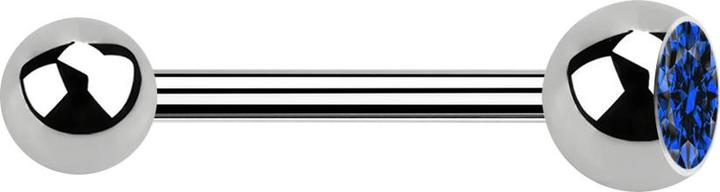 Star Piercing Barbell silber mit Kugel und Kugel Kristall dunkelblau (Titan G23, ohne Messing)