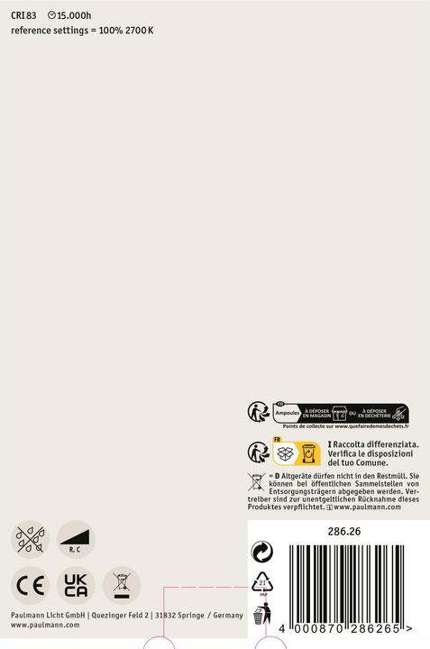 Actual product image Paulmann Globe (E27, 6 W, 470 lm, 1 x, G)