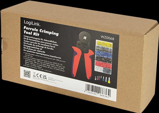 Immagine prodotto LogiLink Pinze per crimpare i capicorda con 1200 capicorda inclusi (180 mm)