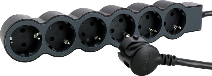 Actual product image Legrand Flat socket strip 6x socket, 3 metre cable Black 694566 (6 x, CEE 32/3, 3 m)