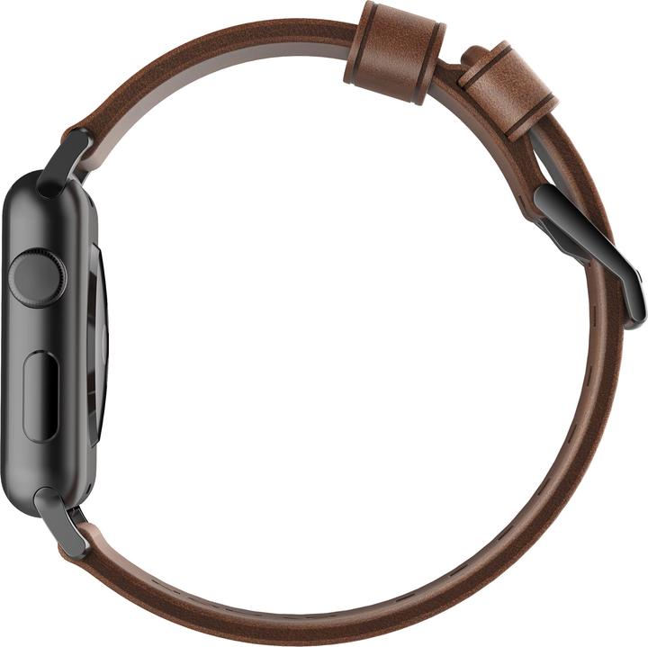 Actual product image Nomad Modern Connector Strap (44 mm, Leather, Stainless steel)