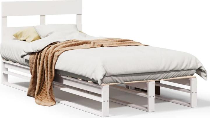 Produktbild VidaXL Massivholzbett Holzbett Bett Palettenbett mit Kopfteil 120x190cm Kiefer (120 x 190 cm)