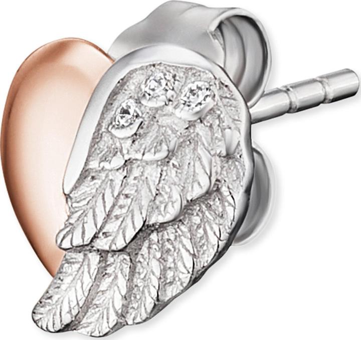 Image du produit Engelsrufer Clou d'oreille aile de coeur bicolore (Argent 925 rhodié, Argent rhodié)