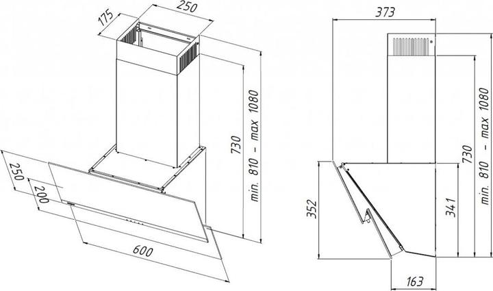 Produktbild Akpo Cooker hood chimney WK-4 Balance 60 (408 m3 / h, 600mm, black) (Wandhaube)
