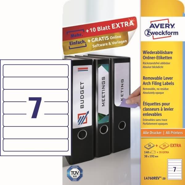 Image du produit Avery L4760REV-20 Blanc