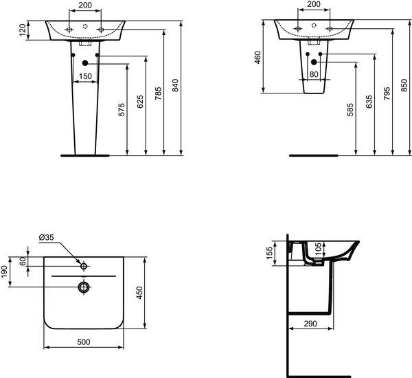 Actual product image Ideal Standard Connect Air Cube Air Wall column E0309 (280 mm, 180 mm)