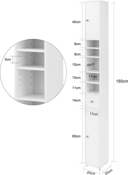Actual product image SoBuy Bathroom tall unit (20 x 20 x 180 cm)