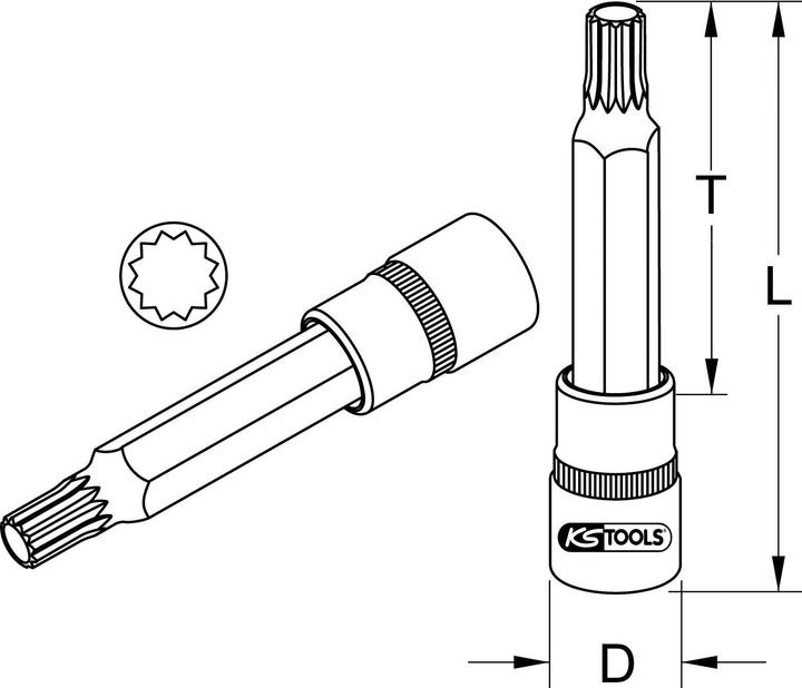 Actual product image KS Tools 1/2" special bit socket for multi-tooth screws on the intake manifold with ball head, 10 mm (