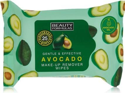 Beauty Formulas Makeup Remover Avocado Make-Up Remover Wipes With Avocado Oil 25Pcs. (Reinigungstücher)